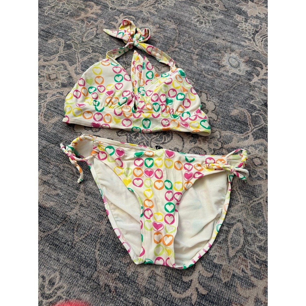 Vintage Y2K XOXO Colorful Bikini Set Hearts